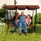 Costway Patio 3 Seats Canopy Swing Glider Hammock Cushioned Steel Frame Outdoor Black/Blue/Coffee/Green/Grey/Navy/Beige